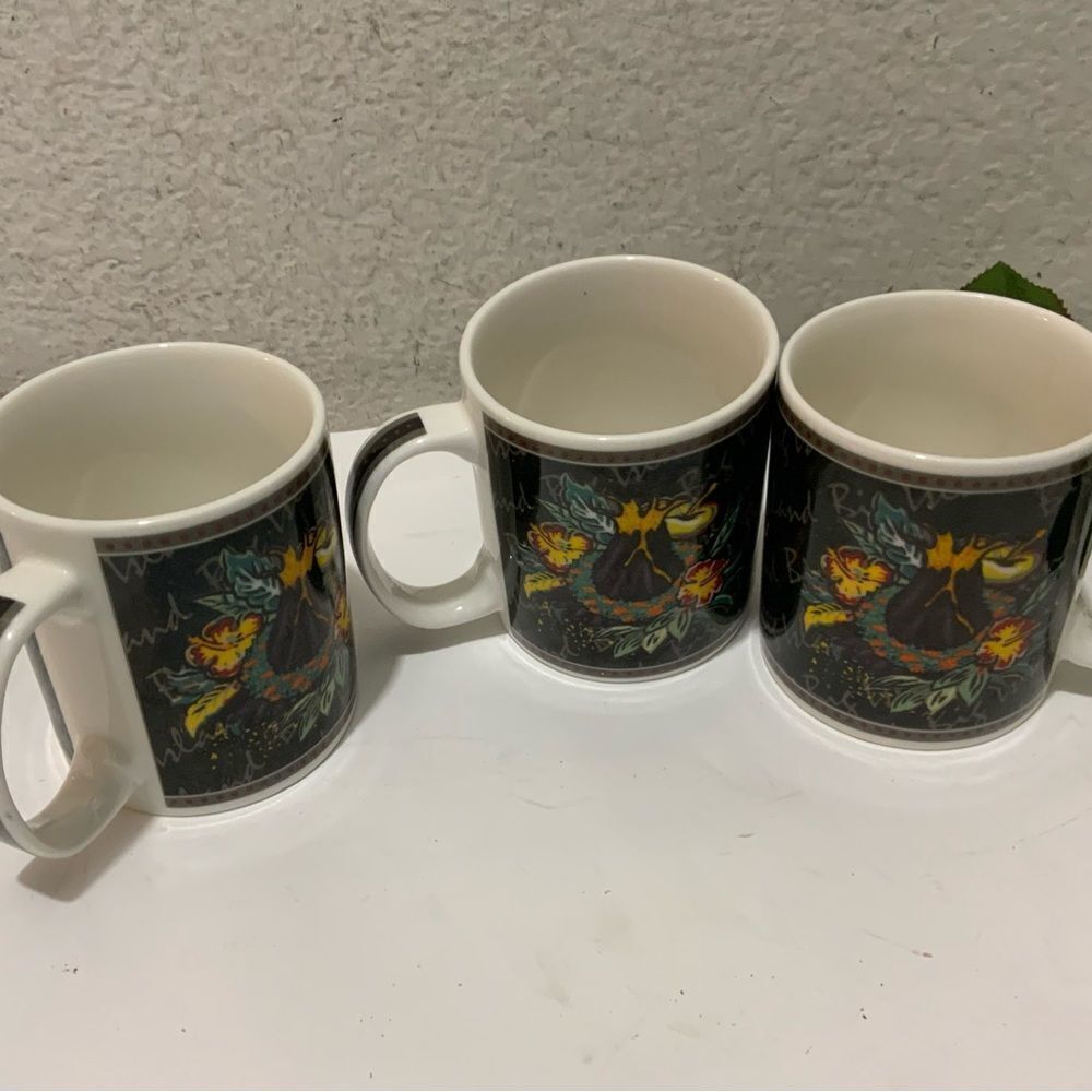 3 Hilo Hattie Coffee Mug 2002 Hawaii Big Island Heritage Volcano Lava Hibiscus